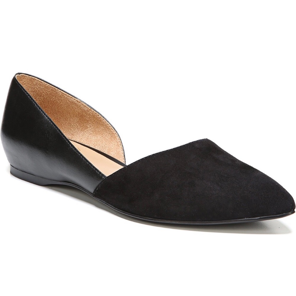 Naturalized suede black flat 7.5 m & 8 narrow